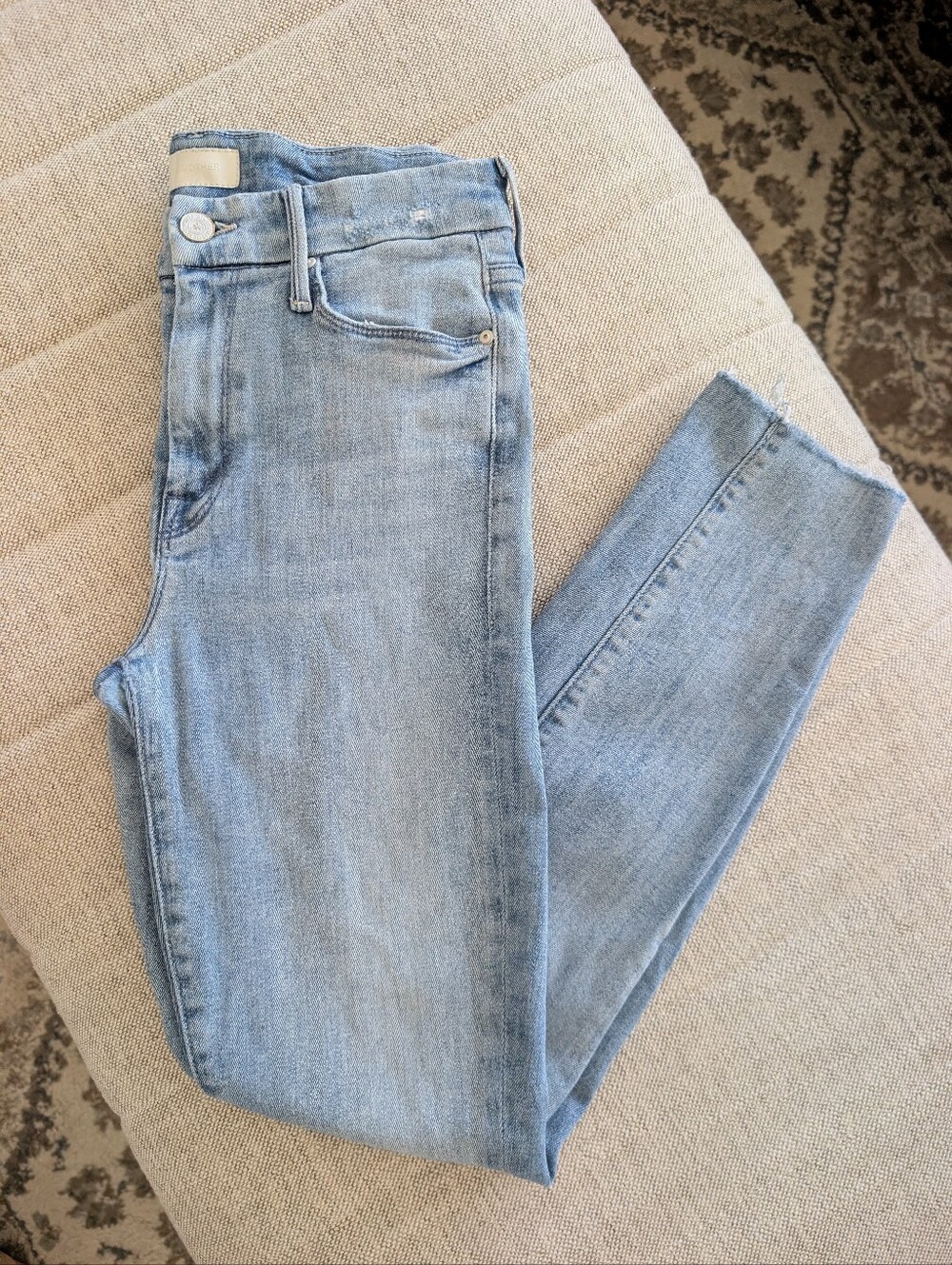 MOTHER Pale Blue Ankle Crop Skinny Jeans